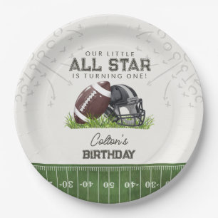 Voetbal Kleine All Star Touchdown Verjaardag Papieren Bordje