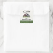 Voetbal Kleine All Star Touchdown Verjaardagsfeest Vierkante Sticker (Tas)