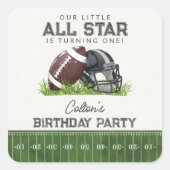 Voetbal Kleine All Star Touchdown Verjaardagsfeest Vierkante Sticker (Voorkant)