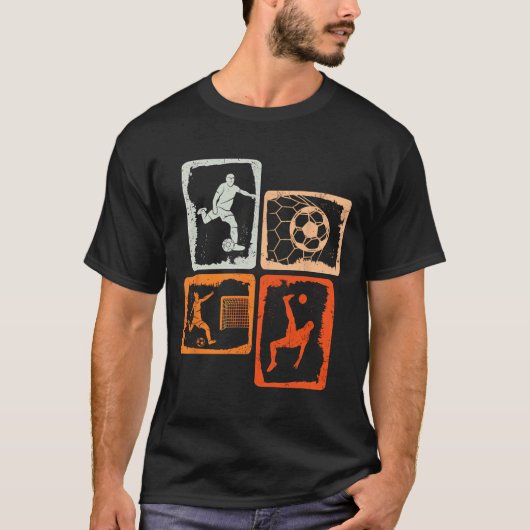Voetbal Kleurrijk Retro T-shirt (Voorkant)