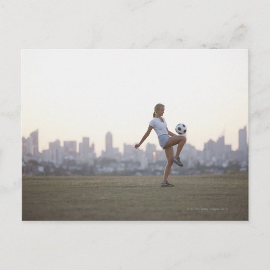 Voetbal knieën in stadspark briefkaart (Voorkant)