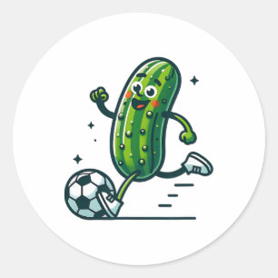 Voetbal Komkommer Trapper Byll Grappige Augurk Spe Ronde Sticker