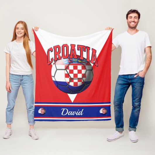 Voetbal Kroatische vlag | Naam Fleece Deken (In situ)
