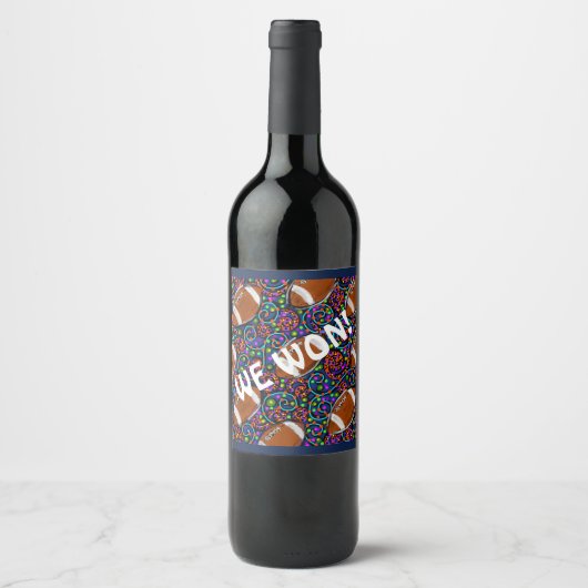 Voetbal Kunst Blauw Wijn Etiket (Voorkant)
