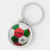 Voetbal kunst, groen en rood, sleutelring sleutelhanger (Voorkant)