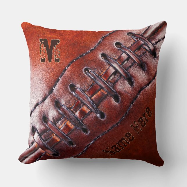 Voetbal kussen met jouw naam, monogram of nummer (Voorkant)