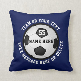 Voetbal kussen Navy blauw en wit of JOUW KLEUREN