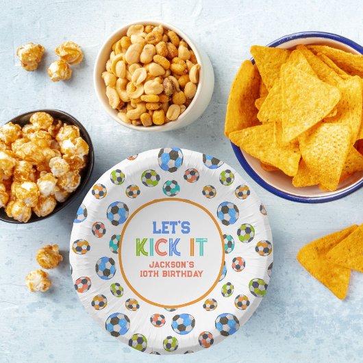 Voetbal Laten we het schoppen jongens verjaardag Papieren Kommen