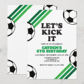 Voetbal Laten we schoppen Groene Verjaardag Kaart (Voorkant / Achterkant)