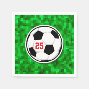 Voetbal Leeftijd Gepixeliseerd Groen Gras Kinderen Servet