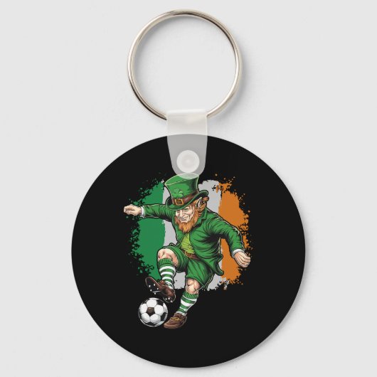 Voetbal Leprechaun St Patricks Day Jongens Kindere Sleutelhanger (Voorkant)