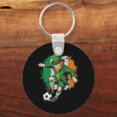 Voetbal Leprechaun St Patricks Day Jongens Kindere Sleutelhanger (Voorkant)