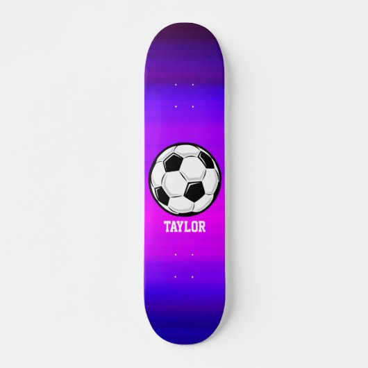 Voetbal; Levendig Violet Blauw en Magenta Persoonlijk Skateboard (Voorkant)