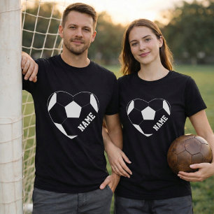 Voetbal Liefde Hart Aangepaste Speler Naam T-shirt
