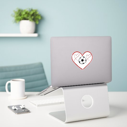Voetbal Liefde Hart  Sticker (Laptop op bureau)