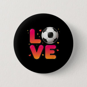 Voetbal Liefde T-shirt, Voetbal Fan Kleding, Doelp Ronde Button 5,7 Cm