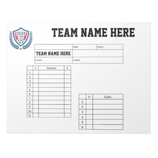 Voetbal Lineup Kaarten Notitieblok (Voorkant)
