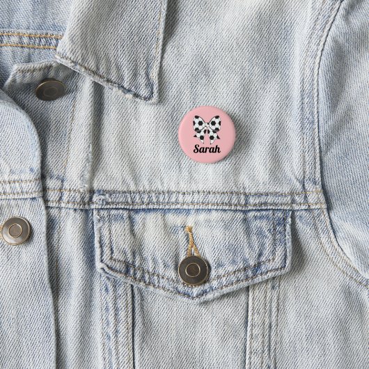 Voetbal lint boog aangepaste knop ronde button 3,2 cm (In situ)