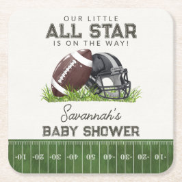 Voetbal Little All Star Touchdown Baby Shower Kartonnen Onderzetters