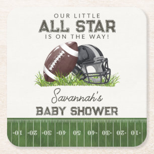Voetbal Little All Star Touchdown Baby Shower Kartonnen Onderzetters