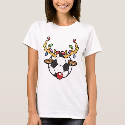 Voetbal Ll Rendier Kerst Pyjama X-mas Lichten S T-shirt (Voorkant)