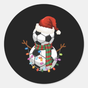 Voetbal Ll Sneeuwman Kerstman Hoed Kerstvakantie  Ronde Sticker
