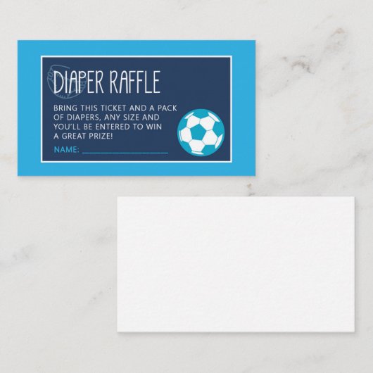 Voetbal Luier Raffle Ticket Informatiekaartje (Voorkant / Achterkant)