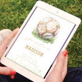 Voetbal luxe meisje verjaardag roze goud kaart