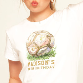 Voetbal Luxury Birthday Roos & Gold T-shirt