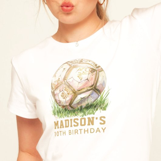 Voetbal Luxury Birthday Roos & Gold T-shirt