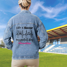 Voetbal mam koffie en voetbal hartslag grappig denim jacket
