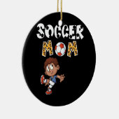 Voetbal Mam Leopard Cute Boy die voetbal speelt Keramisch Ornament (Rechts)