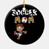 Voetbal Mam Leopard Cute Boy die voetbal speelt Keramisch Ornament (Achterkant)