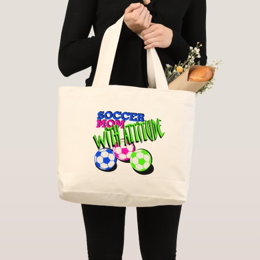 Voetbal Mam met Attitude Grote Tote Bag (Voorkant (product))
