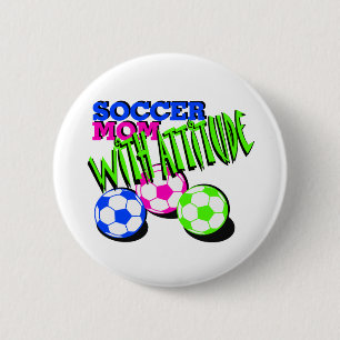Voetbal Mam met Attitude Ronde Button 5,7 Cm