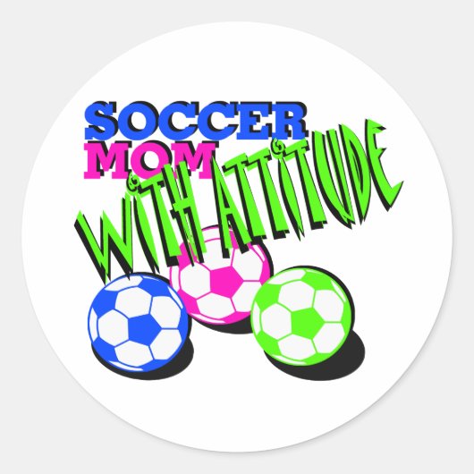 Voetbal Mam met Attitude Ronde Sticker (Voorkant)