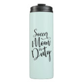 Voetbal mam op Duty Stylish Black Script Mint Gree Thermosbeker (Voorkant)