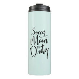 Voetbal mam op Duty Stylish Black Script Mint Gree Thermosbeker