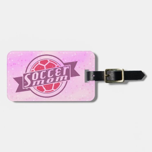 Voetbal Mam Paars & Roze Bagage Bagagelabel (Voorkant horizontaal)