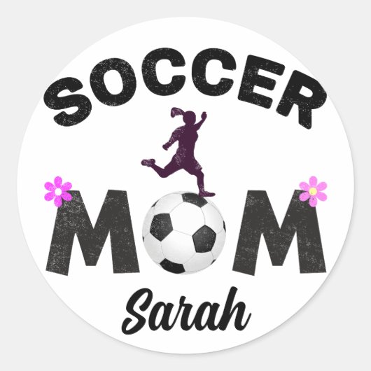 Voetbal mam ronde sticker (Voorkant)