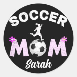 Voetbal mam ronde sticker