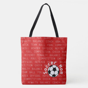 Voetbal Mam Rood over Al Print Bag Tote Bag