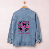 Voetbal mam spel doelen geweldige tijden grappig denim jacket (Hangar)