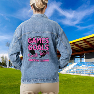 Voetbal mam spel doelen geweldige tijden grappig denim jacket