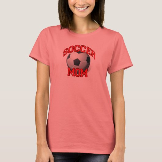 Voetbal Mam T-shirt, Red Black en White T-shirt (Voorkant)