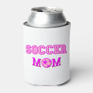Voetbal mam tekening en tekst allemaal roze blikjeskoeler