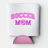 Voetbal mam tekening en tekst allemaal roze blikjeskoeler (Voorkant)