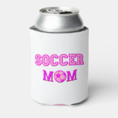 Voetbal mam tekening en tekst allemaal roze blikjeskoeler (Blikje Achterkant)