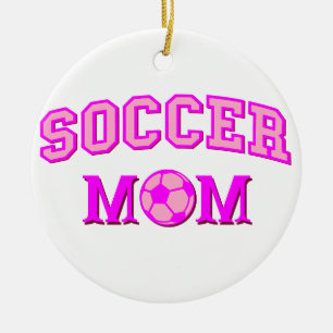 Voetbal mam tekening en tekst allemaal roze keramisch ornament