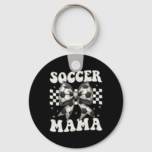 Voetbal Mama Grappige Coquette Strik Moeder Moeder Sleutelhanger (Voorkant)